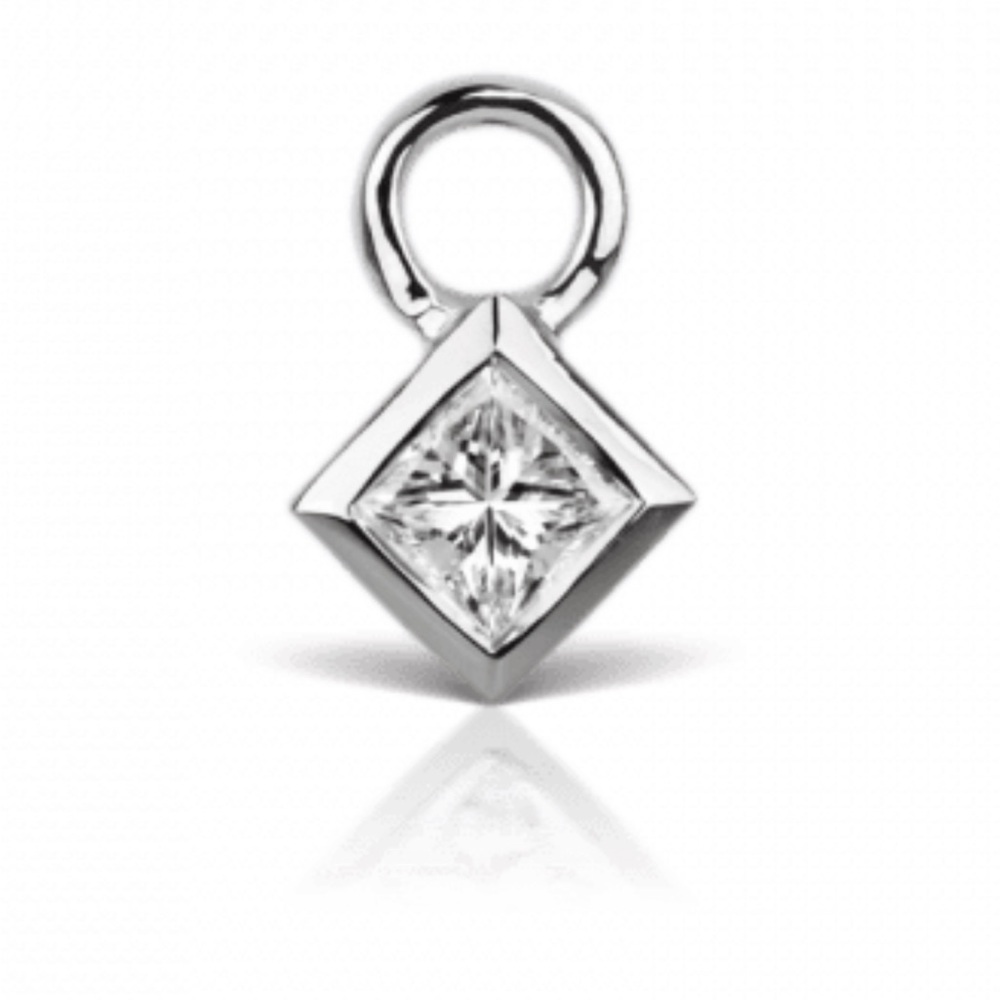 Maria Tash-Princess diamond earring charm. 18K White Gold. 0.09ct Diamond, VS2/G